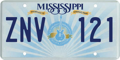 MS license plate ZNV121