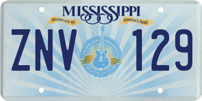 MS license plate ZNV129