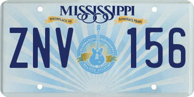 MS license plate ZNV156