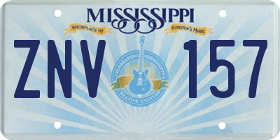 MS license plate ZNV157