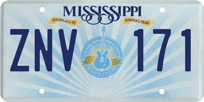 MS license plate ZNV171