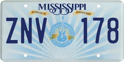 MS license plate ZNV178