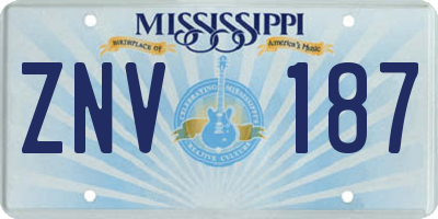 MS license plate ZNV187