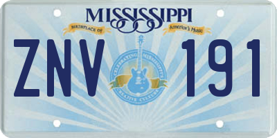 MS license plate ZNV191