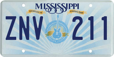 MS license plate ZNV211