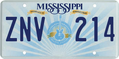 MS license plate ZNV214