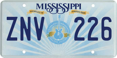 MS license plate ZNV226