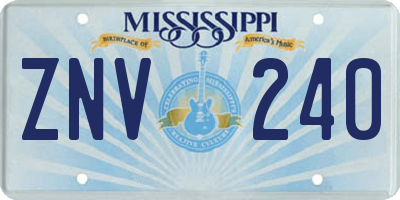 MS license plate ZNV240