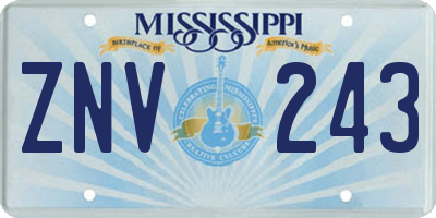 MS license plate ZNV243