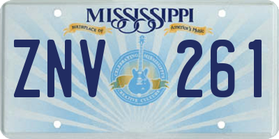 MS license plate ZNV261