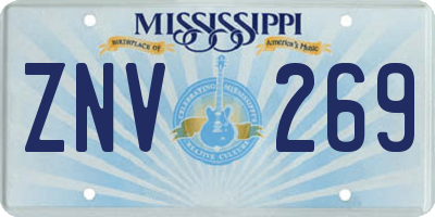 MS license plate ZNV269