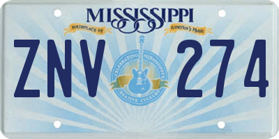 MS license plate ZNV274