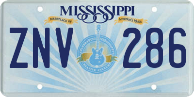 MS license plate ZNV286