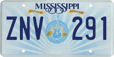 MS license plate ZNV291