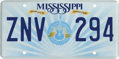 MS license plate ZNV294