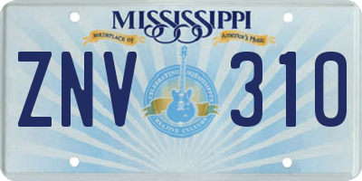 MS license plate ZNV310