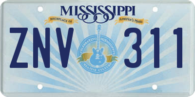 MS license plate ZNV311
