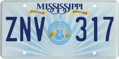 MS license plate ZNV317