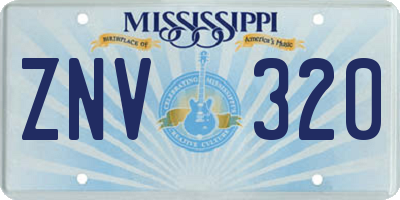 MS license plate ZNV320