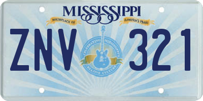 MS license plate ZNV321