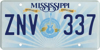 MS license plate ZNV337