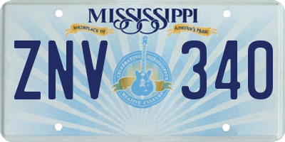 MS license plate ZNV340