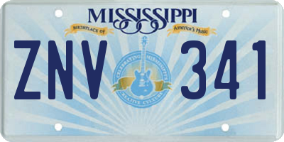 MS license plate ZNV341