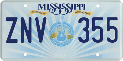 MS license plate ZNV355