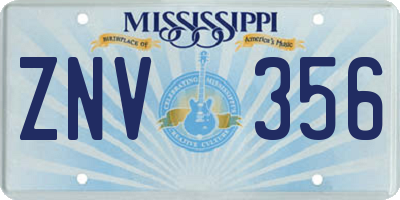 MS license plate ZNV356