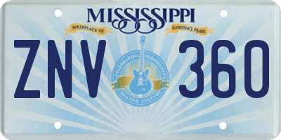 MS license plate ZNV360