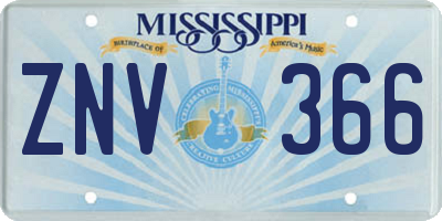 MS license plate ZNV366