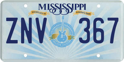 MS license plate ZNV367