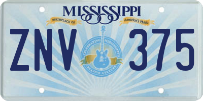 MS license plate ZNV375