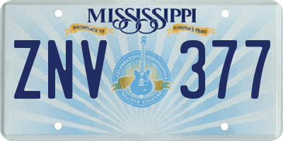 MS license plate ZNV377