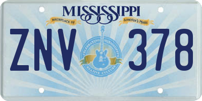 MS license plate ZNV378