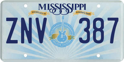 MS license plate ZNV387