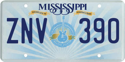 MS license plate ZNV390