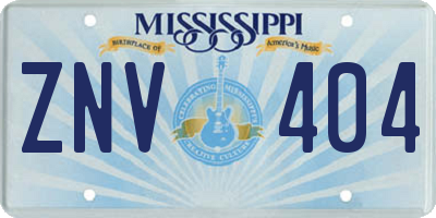 MS license plate ZNV404