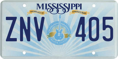 MS license plate ZNV405