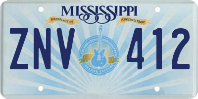 MS license plate ZNV412