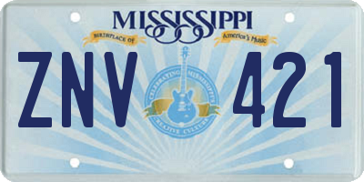 MS license plate ZNV421