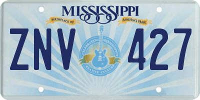 MS license plate ZNV427