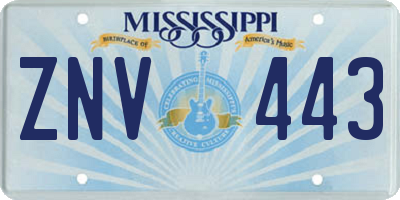 MS license plate ZNV443