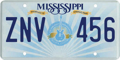 MS license plate ZNV456