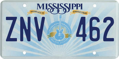 MS license plate ZNV462