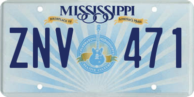 MS license plate ZNV471