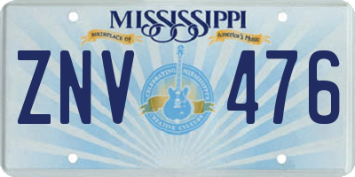 MS license plate ZNV476