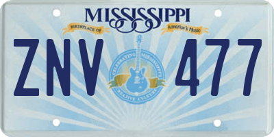 MS license plate ZNV477