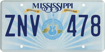 MS license plate ZNV478