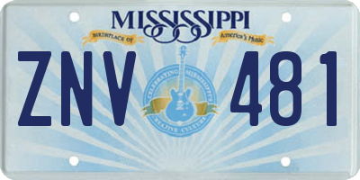 MS license plate ZNV481